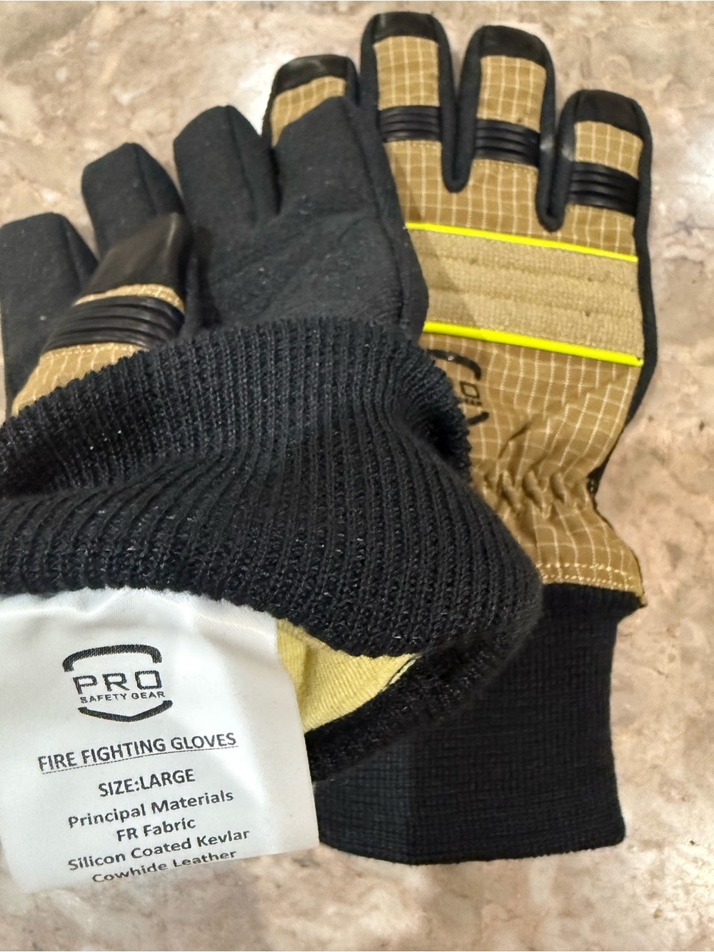 Men's Fire Fighting Work Gloves - Black & Brown new large
